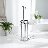 Showerdrape Dante Toilet Roll Holder & Spare Paper Holder Combination in Silver