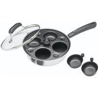 KitchenCraft Aluminium Coated Carbon Steel Four Hole Egg Poacher in Grey