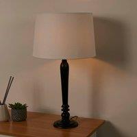 Lighting Collection Black Spindle Lamp & Ivory Linen Shade