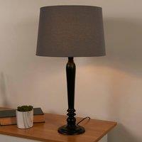 Lighting Collection Black Spindle Lamp & Grey Linen Shade