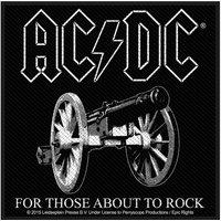 Rock Off officially Licensed Products Patch For Those About To Rock Logo Official New Black Woven (10cm x 10cm) | Size: 10 cm x 10 cm