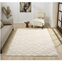 Desire Rugs Isabella Living Room Area Rugs - Embossed Imperial Trellis Design in Cream | Size: 80 cm x 150 cm