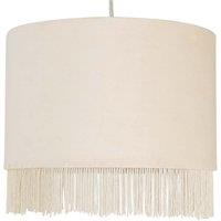 First Choice Lighting Fringed - Off-White 23cm Fringed Velvet Pendant Shade