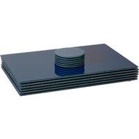 Harbour Housewares 12pc Glass Placemats & Round Coasters Set - 40 x 30cm Protection Mats in Blue | Size: 40 x 30 cm