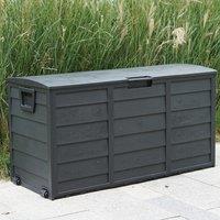 Gr8 Garden Black 300 Litre Plastic Garden Storage Box Utility Cushion Chest Truck