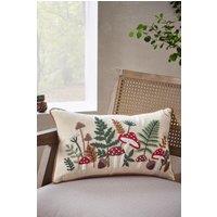 Catherine Lansfield 'Embroidery Woodland' Cushion in Natural | Size: 30 cm x 50 cm