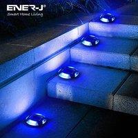 ENER-J Pack of 2 Solar Ground Lights 16 LED IP65 Colour Switchable 6000K Blue in Grey