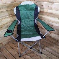 Samuel Alexander Luxury Padded High Back Outdoor Folding Chair with Cupholder in Green