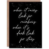 Artery8 When It's Dark Look For Stars Modern Motivational Greeting Card in Black