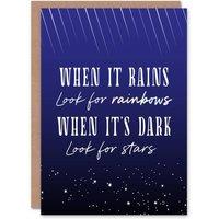 Artery8 When It's Dark Look For Stars Oscar Wilde Quote Greeting Card in Blue