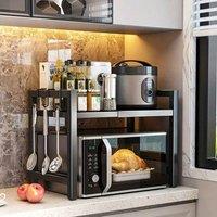 Dprodo Kitchen Expandable Microwave Stand in Black