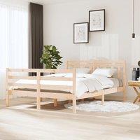 Berkfield Home Bed Frame 135x190 cm Double Solid Wood in Brown