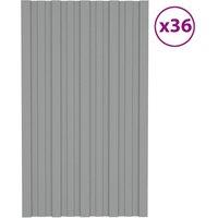 Berkfield Home Roof Panels 36 pcs Galvanised Steel Grey 80x45 cm
