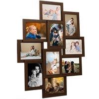 Berkfield Home Collage Photo Frame for 10x(10x15 cm) Picture Dark Brown MDF | Size: 10x15 cm