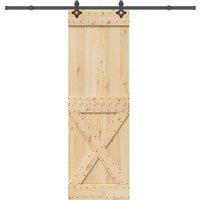 Berkfield Home Sliding Door with Hardware Set 70x210 cm Solid Wood Pine in Brown
