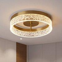 NIVOR 20W LED Ceiling Light Gold Clear Seeded Acrylic Lampshade Round Lamp