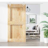Berkfield Home Sliding Door with Hardware Set 100x210 cm Solid Wood Pine in Brown