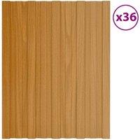 Berkfield Home Roof Panels 36 pcs Galvanised Steel Light Wood 60x45 cm