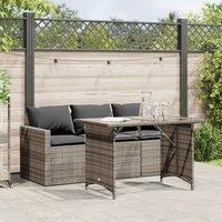 Berkfield Home 2 Piece Garden Dining Set with Cushions Grey Poly Rattan