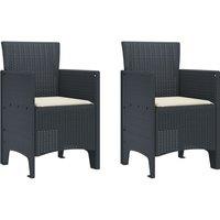 Berkfield Home Garden Chair Set of 2 Anthracite, Cream white Plastic Rattan