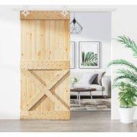 Berkfield Home Sliding Door with Hardware Set 95x210 cm Solid Wood Pine in Brown
