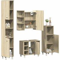 Berkfield Home 4 Piece Bathroom Furniture set Sonoma Oak Engineered Wood in Brown