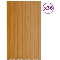Berkfield Home Roof Panels 36 pcs Galvanised Steel Light Wood 80x45 cm