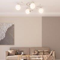 Berkfield Home Ceiling Lamp with Round Glass Shades for 4 G9 LED Lights in White