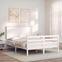 Berkfield Home Bed Frame with Headboard White 120x200 cm Solid Wood | Size: Small Double