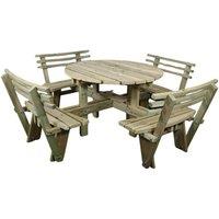 Churnet Valley Garden Furniture Ltd Westwood Round 8 Seat Picnic Table With Backrests - L205XW205XH80 cm in Light Brown