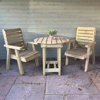 Churnet Valley Garden Furniture Ltd Clover Bistro Garden Round Table & Chair Set - 2 Seater in Light Brown