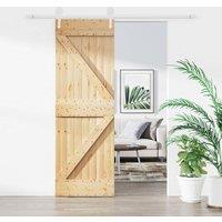 Berkfield Home Sliding Door with Hardware Set 70x210 cm Solid Wood Pine in Brown