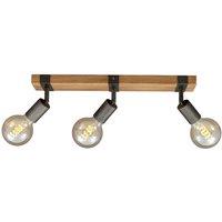 BRILONER Gunmetal Wood 3xE27 25W Requires Bulb Spotlight in Grey