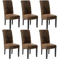 tectake Dining Chair Set Of 6 - Antique Brown in Dark Brown | Size: 6 Pack