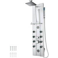 tectake Aluminum Shower Panel With 10 Massage Jets in Silver