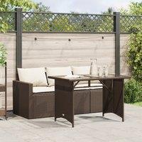 Berkfield Home 2 Piece Garden Dining Set with Cushions Brown Poly Rattan