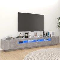 Berkfield Home TV Cabinet with LED Lights Concrete Grey 260x35x40 cm | Size: 260 x 35 x 40 cm