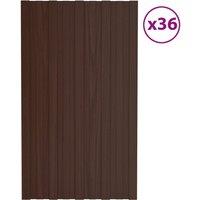 Berkfield Home Roof Panels 36 pcs Galvanised Steel Brown 80x45 cm
