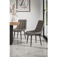 More4Homes Set of 4 Nova Modern Faux Leather Dining Chair Padded Seat Metal Legs Kitchen in Grey