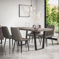 More4Homes Aria Dining Table & Chairs - Concrete Effect Table Top w Black Legs + Nova Faux Leather Dining Chair Set Of 4 in Grey
