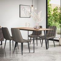 More4Homes Haydon Extending Dining Table & Chairs- Oak Effect Table Top w Black Legs + Nova Faux Leather Dining Chair Set Of 4 in Grey