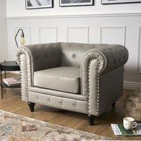 Bravich LTD Chesterfield Faux Leather Button-Tufted Armchair Sofa in Grey | Size: 1 Seater