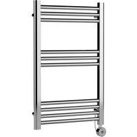 Balterley Electric Round Tube Towel Rail with 10 Bars, 800mm x 500mm - Chrome in Silver