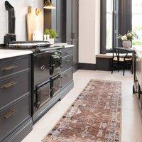 Kukoon Tribal Design Cotton Chenille Washable Long Hallway Runner Rug in Brown | Size: 60 cm x 240 cm