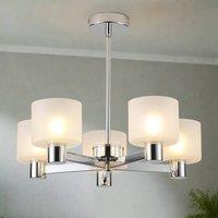 Harper Living Modern 5 Light Chrome Semi Flush Ceiling Lamp with Sanded Glass Shades in Silver