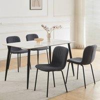 MCC Direct Bella Luxe Set of 4 Teddy Faux Fur Dining Chairs in Dark Grey