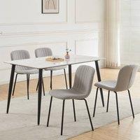 MCC Direct Bella Luxe Set of 4 Teddy Faux Fur Dining Chairs in Light Grey
