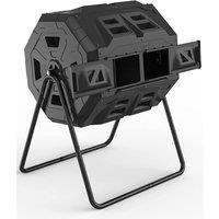 Hygrad Built to Survive 160L Dual Tumbler Bin Dual Rotating Outdoor Garden Compost Bin in Black