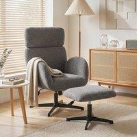 HOMCOM Swivel Armchair with Footstool, Rocking Accent Chair in Grey
