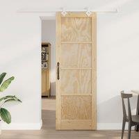 Berkfield Home Sliding Door with Hardware Set 73.5x211 cm Solid Wood Pine in Cream
